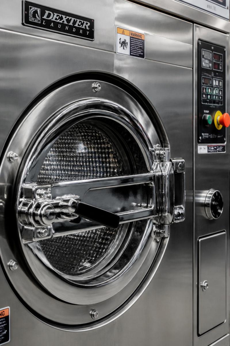 Máquina industrial de lavandaria em aço inoxidável